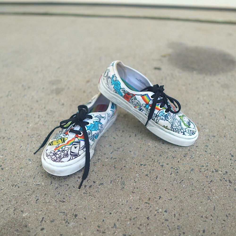 Vans x Crayola Authentic Shoes Doodle Sketch Rainbow Men 5.5 Women 7 EUR 37